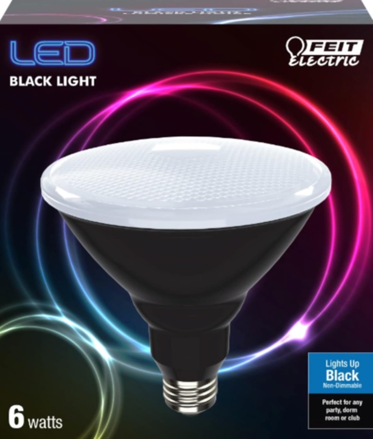Feit Electric Bombilla LED de luz negra de 6W PAR38 E26 Base LED Blacklight