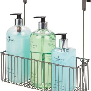 MDesign – Organizador o cesta de metal para armario de baño, para colgar en las puertas del gabinete sostiene champú, acondicionador, gel de lavado MDesign – Organizador o cesta de metal para armario de baño, para colgar en las puertas del gabinete sostiene champú, acondicionador, gel de lavado