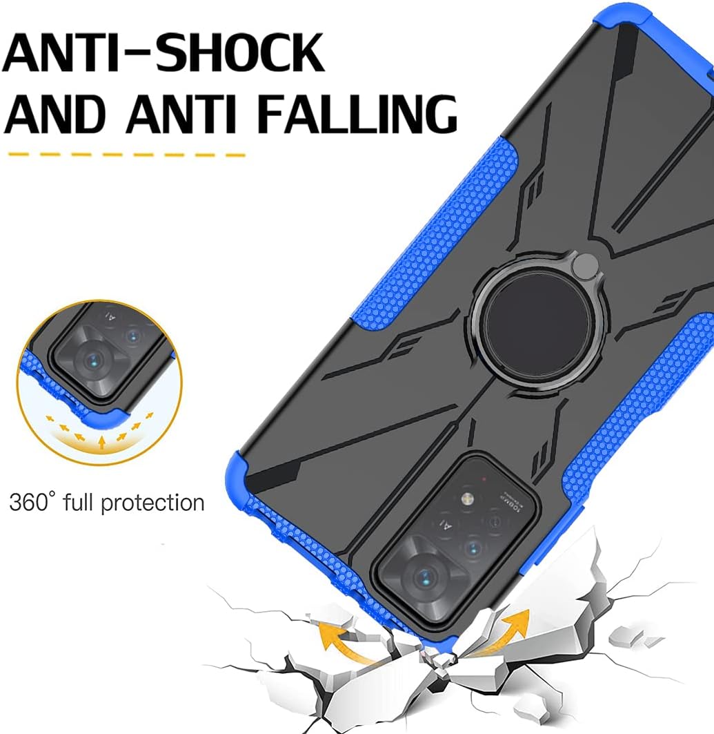 Funda compatible con Redmi Note 11 Pro (4G5G)Redmi Note 11E Pro con protector de pantalla de vidrio templado, soporte magnético con soporte para
