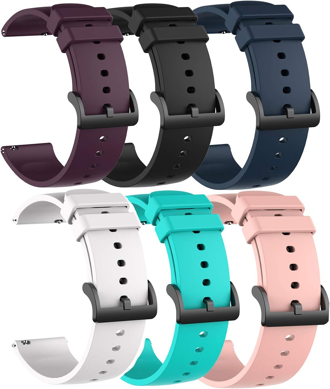TenCloud Paquete de 6 correas de repuesto compatibles con FITVII Smart Watch de 1.57 pulgadas, 0.787 in, correas suaves y lavables, accesorios para