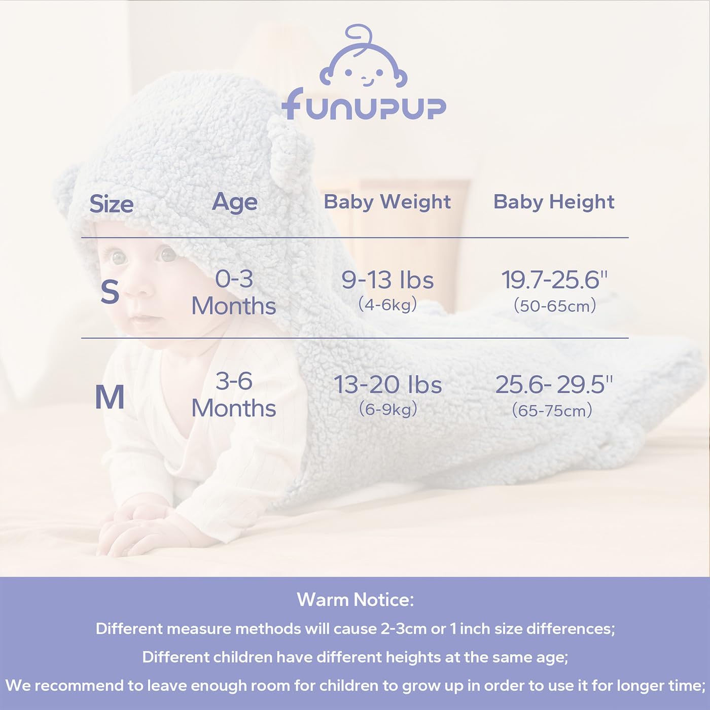 FUNUPUP Manta de bebé para niños recién nacidos de 3 a 6 meses, 2.5 TOG suave y cálida para bebé, manta de recepción de oso lindo para recién nacido