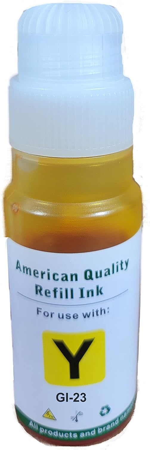 Botella de tinta amarilla de repuesto GI-23 para impresora fotográfica todo en uno Cn Pixma G550 G620 G650 Megatank Supertank Photo All-in-One