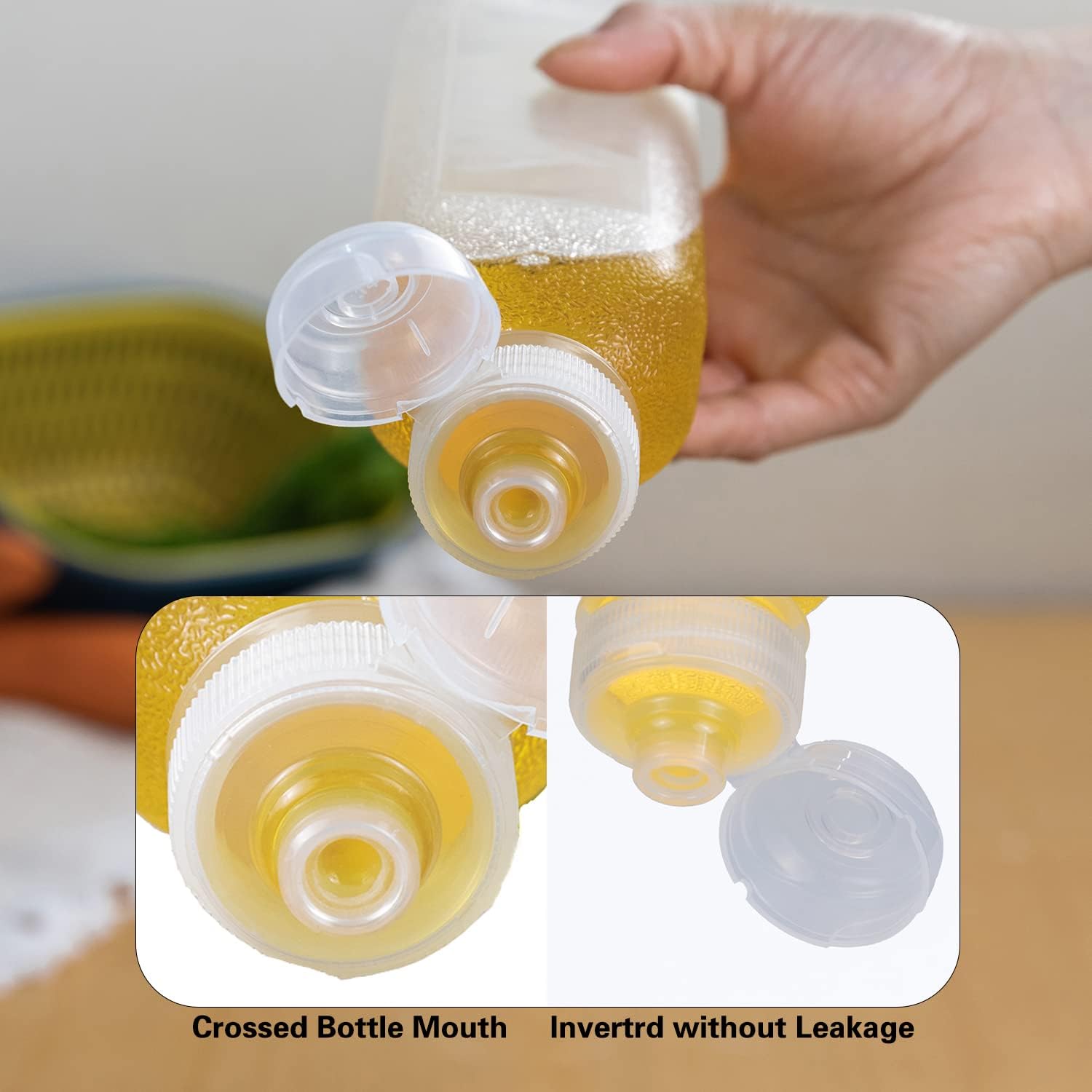 Fardtry Con tapa, botella de extrusión de condimentos, condimento de 16 onzas, condimento controlado, 5 en total, muy adecuado para colocar
