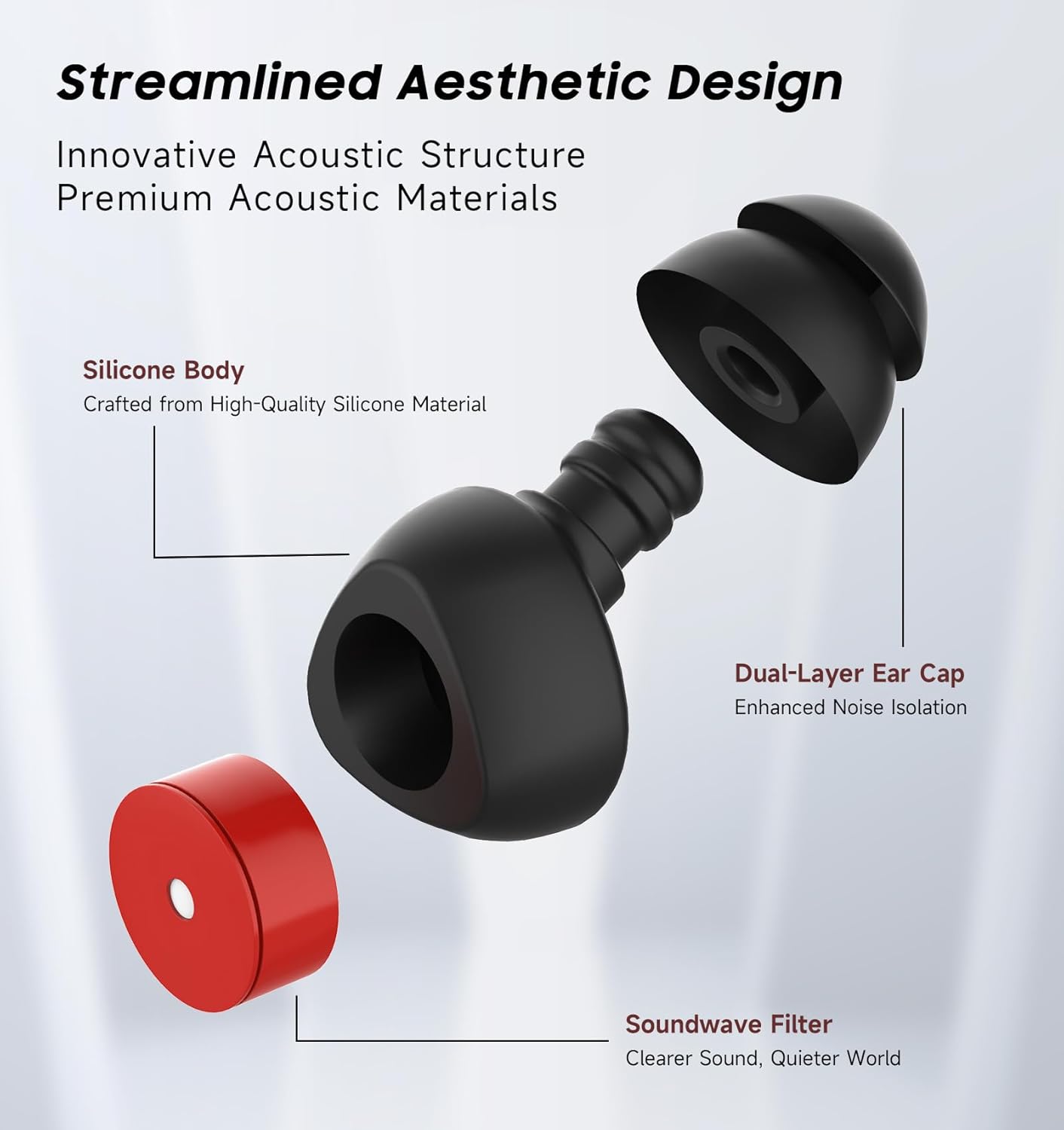 MUSICOZY Tapones suaves para los oídos, reducción de ruido de 35 dB, tapones de silicona reutilizables para dormir, ronquidos, conciertos, aviones,