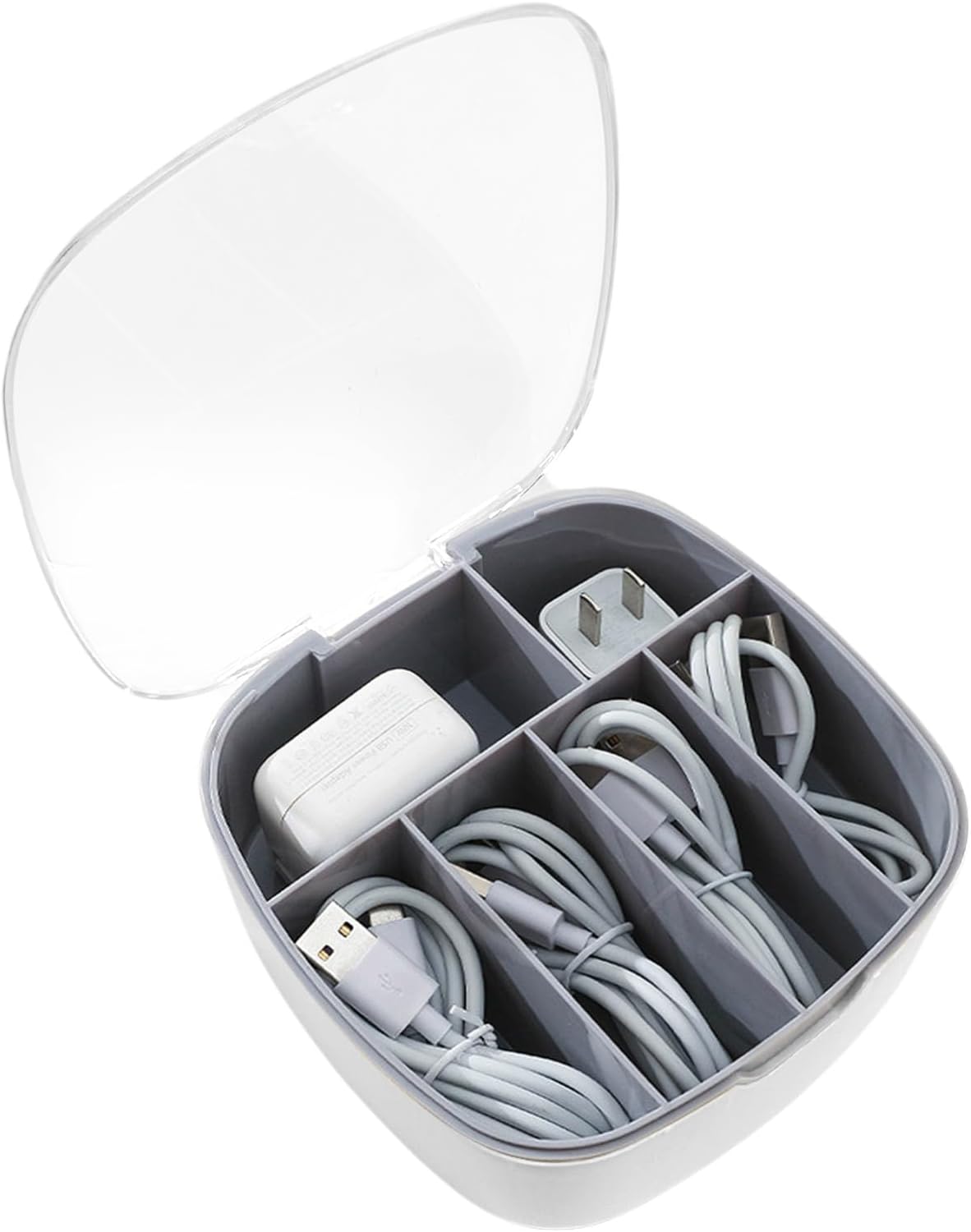 Caja de gestión de cables de plástico de viaje portátil,Caja organizadora de cables de datos,Caja organizadora de electrónica clara,Organizador de