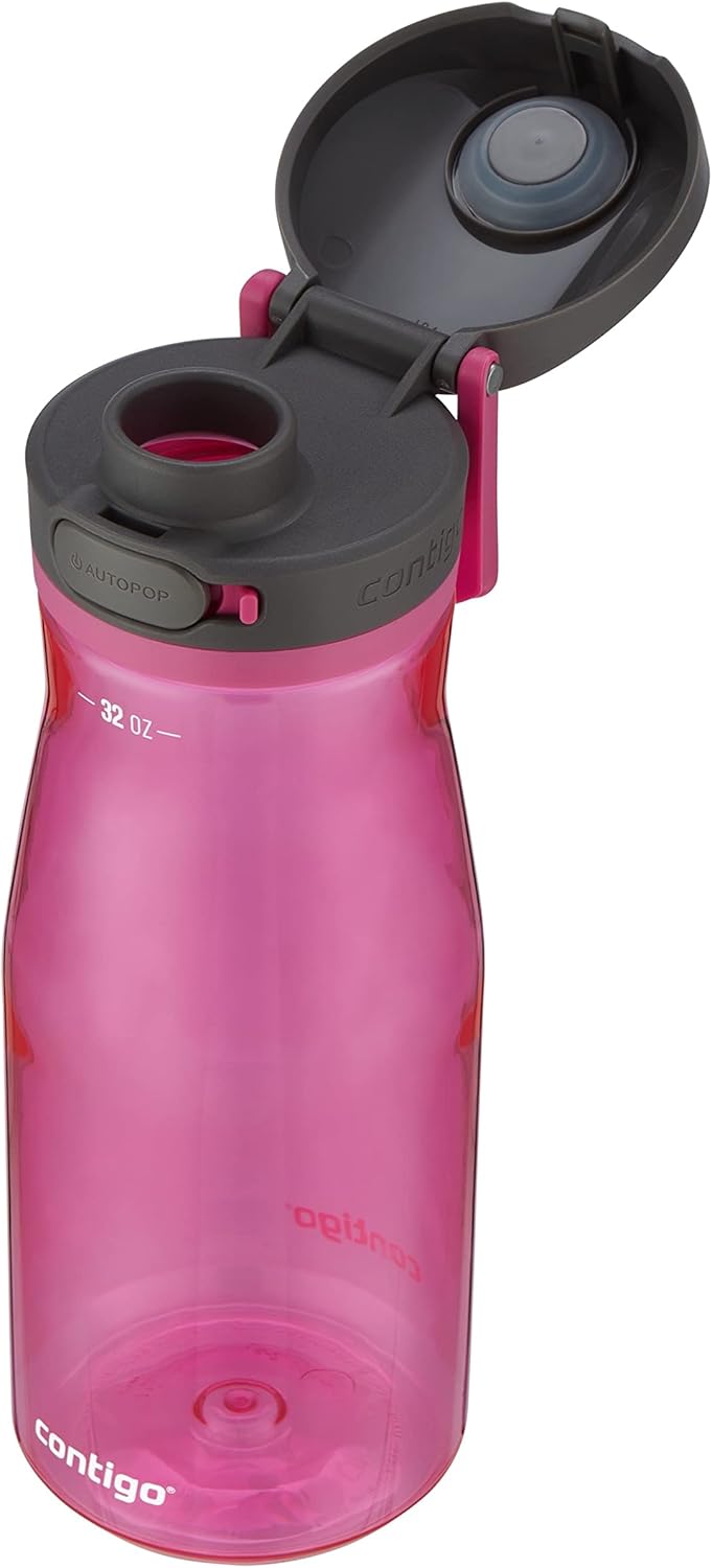 Contigo Jackson 2.0 Botella de agua de plástico sin BPA con tapa a prueba de fugas, diseño de boca con tapa y asa intercambiables, apta para