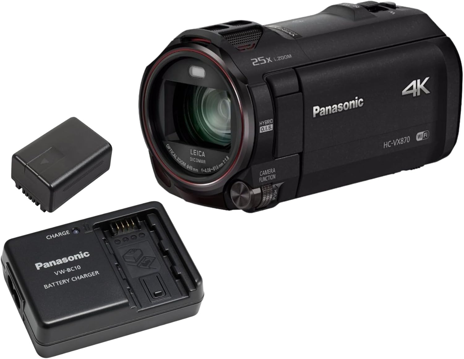 Panasonic Videocámara HC-VX870 4K Ultra HD con zoom avanzado y grabación de alta resolución, tamaño compacto y calidad de video superior con