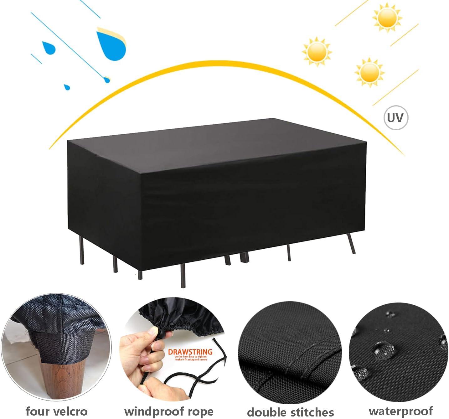 Oslimea Fundas impermeables para muebles de patio, juego de sofá modular para exteriores, funda de sofá para silla de mesa de mimbre de ratán, 138