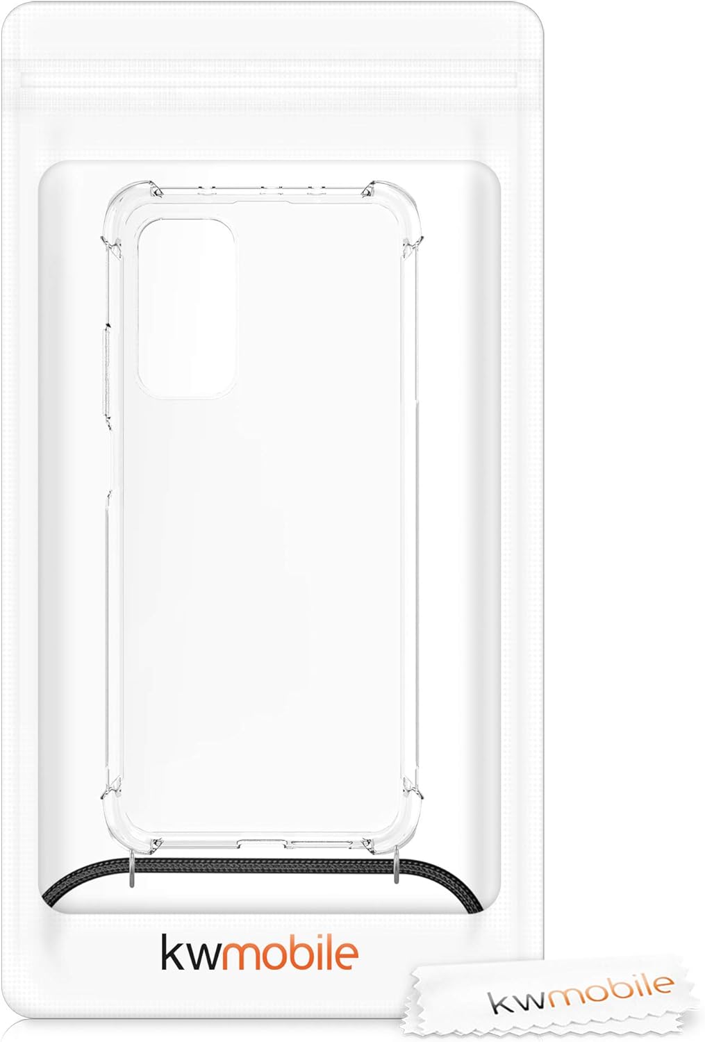 kwmobile Funda cruzada compatible con Xiaomi Mi 10T  Mi 10T Pro – Funda transparente de TPU para teléfono con correa de cordón – NegroTransparente
