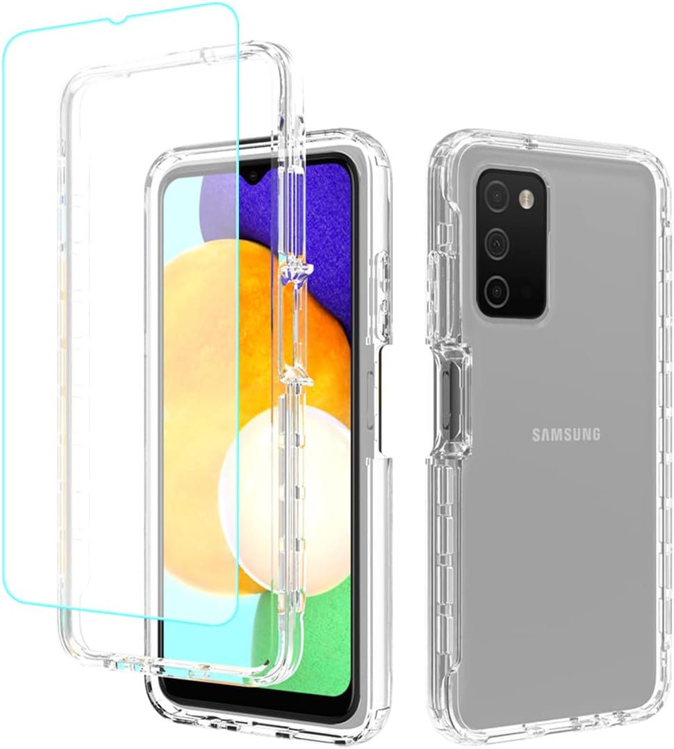 Tothedu Funda de teléfono para Galaxy A03S, Samsung A03S SM-A037U con protector de pantalla de vidrio templado, carcasa protectora de cuerpo