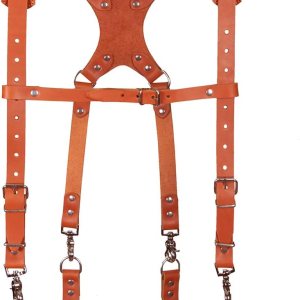 Sistema de suspensión de cuero Stronghold, cómodos tirantes acolchados y totalmente ajustables de cuero para cinturón de herramientas. Sistema de suspensión de cuero Stronghold, cómodos tirantes acolchados y totalmente ajustables de cuero para cinturón de herramientas.