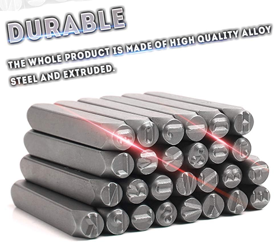 Oudtinx Juego de sellos de números y letras (36 piezas de punzónA-Z y 0-9) metal de acero al carbono endurecido de grado industrial, caracteres de