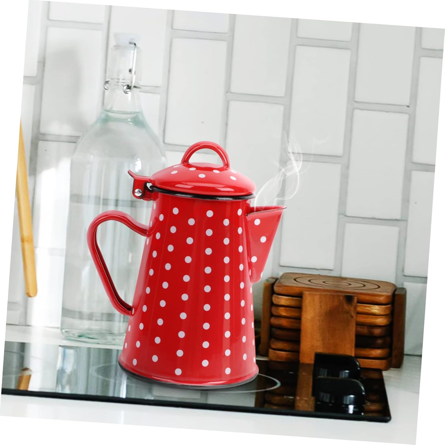 Cabilock Cafetera Expresso con mango de esmalte para cafetera expreso, hervidor de cerámica, jarras para beber, café camping