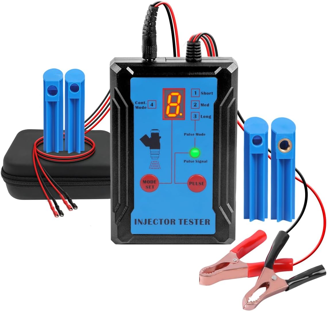 Kit de limpiador de inyector de combustible actualizado con 2 adaptadores universales y 2 limpiadores de descarga dedicados, 8 modos de pulso,