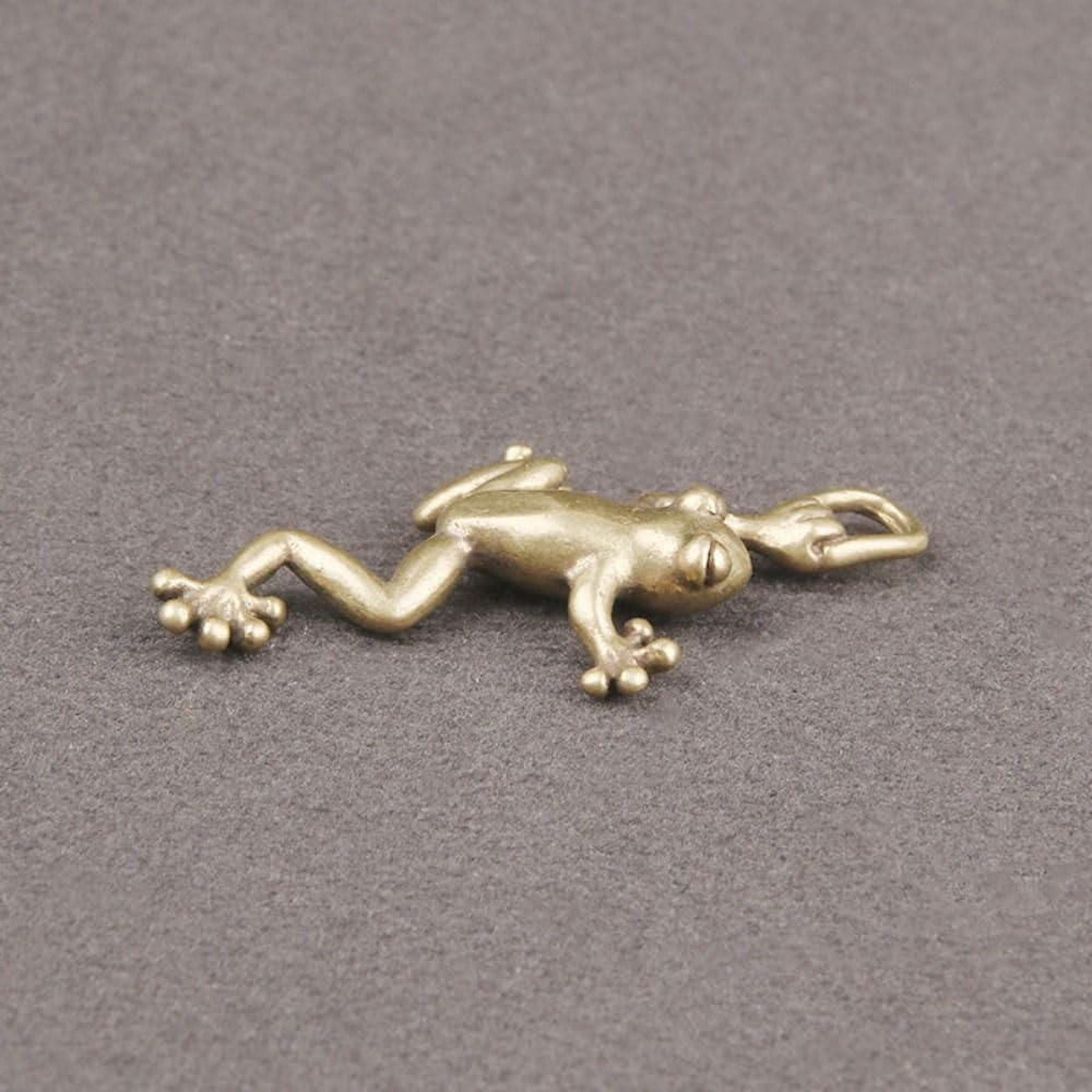 CHDHALTD Estatua de la rana saltando, llavero de metal de latón, animal, sapo, té, mascota, linda rana, figuritas en miniatura, decoración de