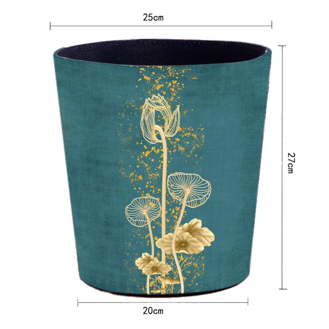 Cubo de basura de piel sintética de 10 litros2.64 galones, impermeable, decorativo, cesta de papel para el hogar, oficina, baño, Lotus