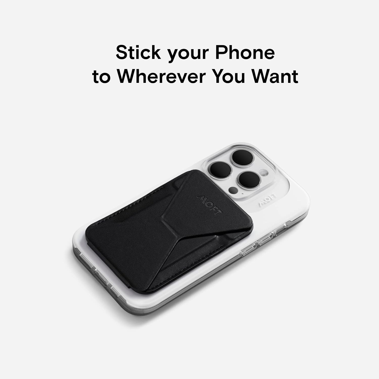 MOFT MagSafe – Soporte tipo cartera para iPhone serie 15141312, soporte de teléfono compatible con MagSafe con 3 ángulos de visión (negro noche)