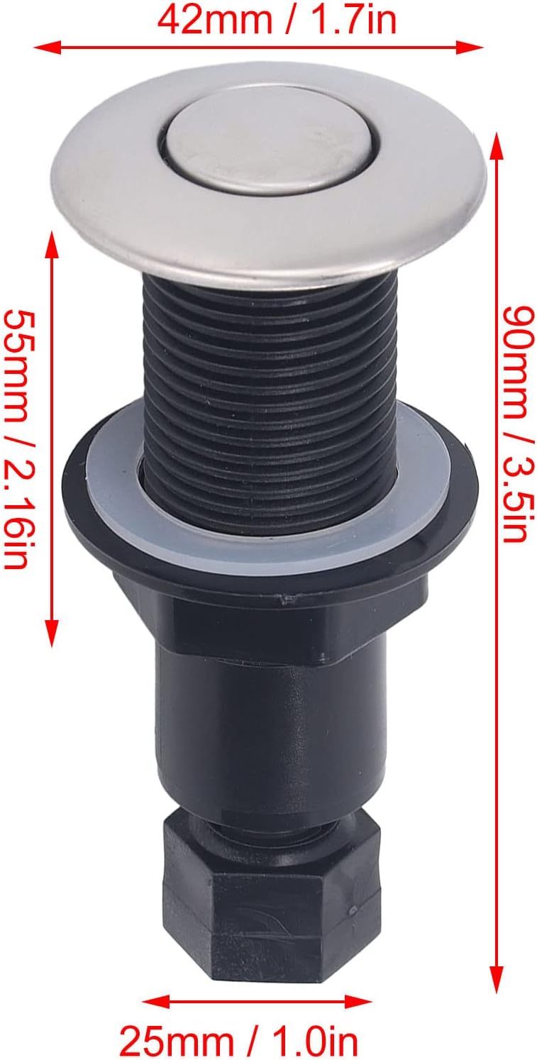 Kit de manguera de interruptor de aire para bañera neumática de 0.984 in, botón de arranque de repuesto de acero inoxidable, ABS 1,5 M, eliminación