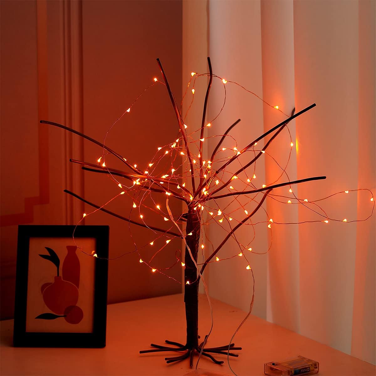 Ariceleo Mini guirnalda de luces de Halloween que funcionan con pilas, 1 paquete de luces nocturnas de alambre de cobre, 3 luces AAA para
