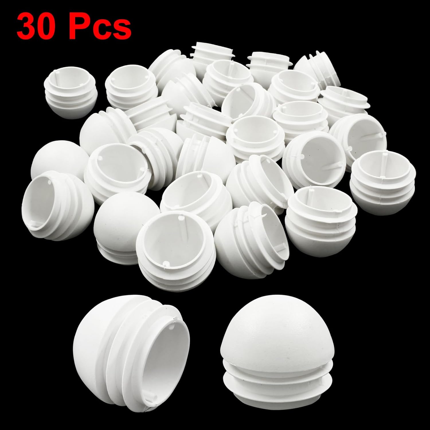 Litoexpe Tapones redondos de plástico de 1-14 pulgadas, 30 piezas de inserciones de tubo blanco protectores deslizantes para patas de silla, tapas