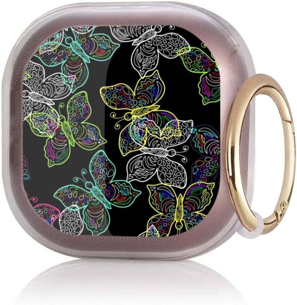 Funda protectora de TPU suave a prueba de golpes compatible con Galaxy Buds 2  Galaxy Buds ProGalaxy Buds Live – Patrón de mariposa de neón