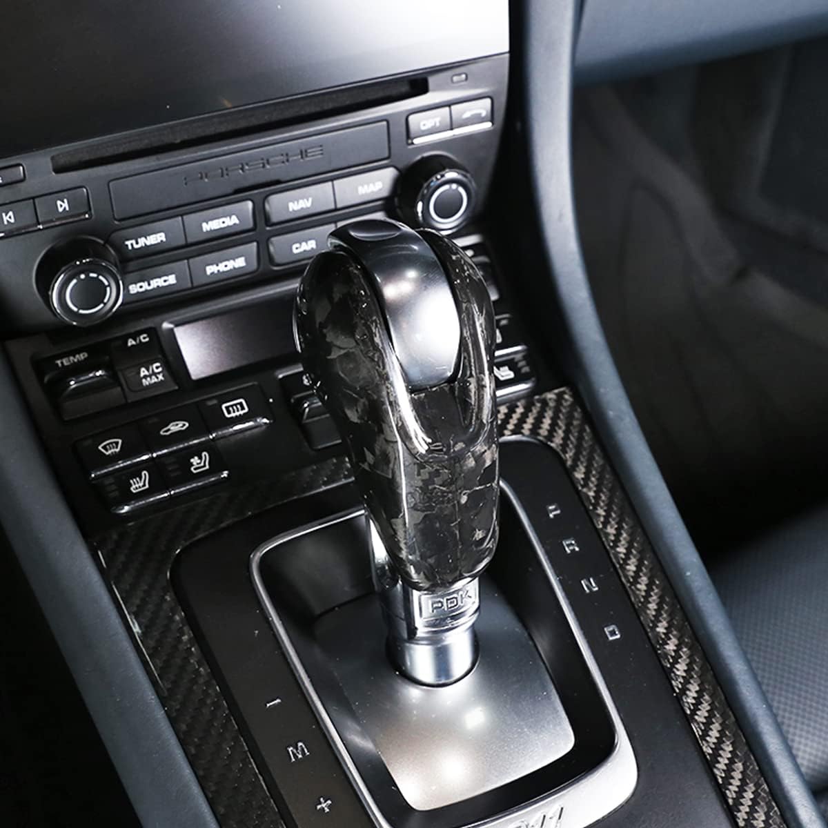 Ajuste para Porsche Macan Panamera Cayman 911 718 Boxster 2009-2020 – Cubierta de fibra de carbono real para el cabezal de cambio de marchas,