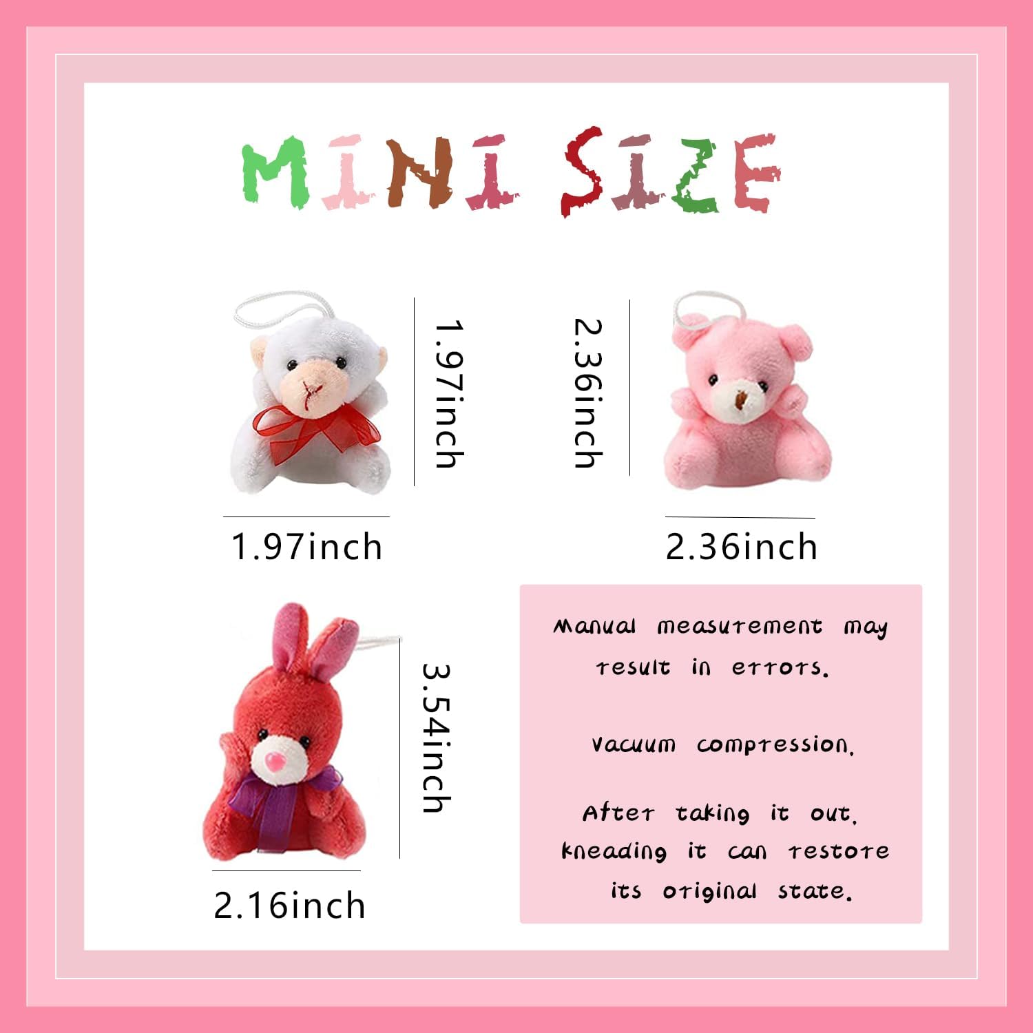 SOFLIY Juego de 60 juguetes de animales de peluche, bonitos animales para decoración de llavero para niños y adultos, rellenos de bolsas de regalos,