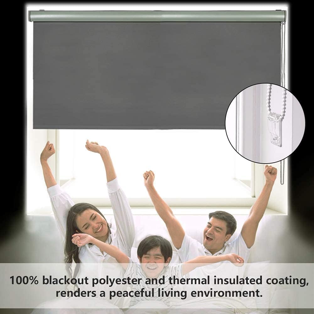 LUCKUP Persianas enrollables opacas con cubierta de cenefa, impermeable, protección UV, de privacidad, tela con aislamiento térmico para dormitorio,