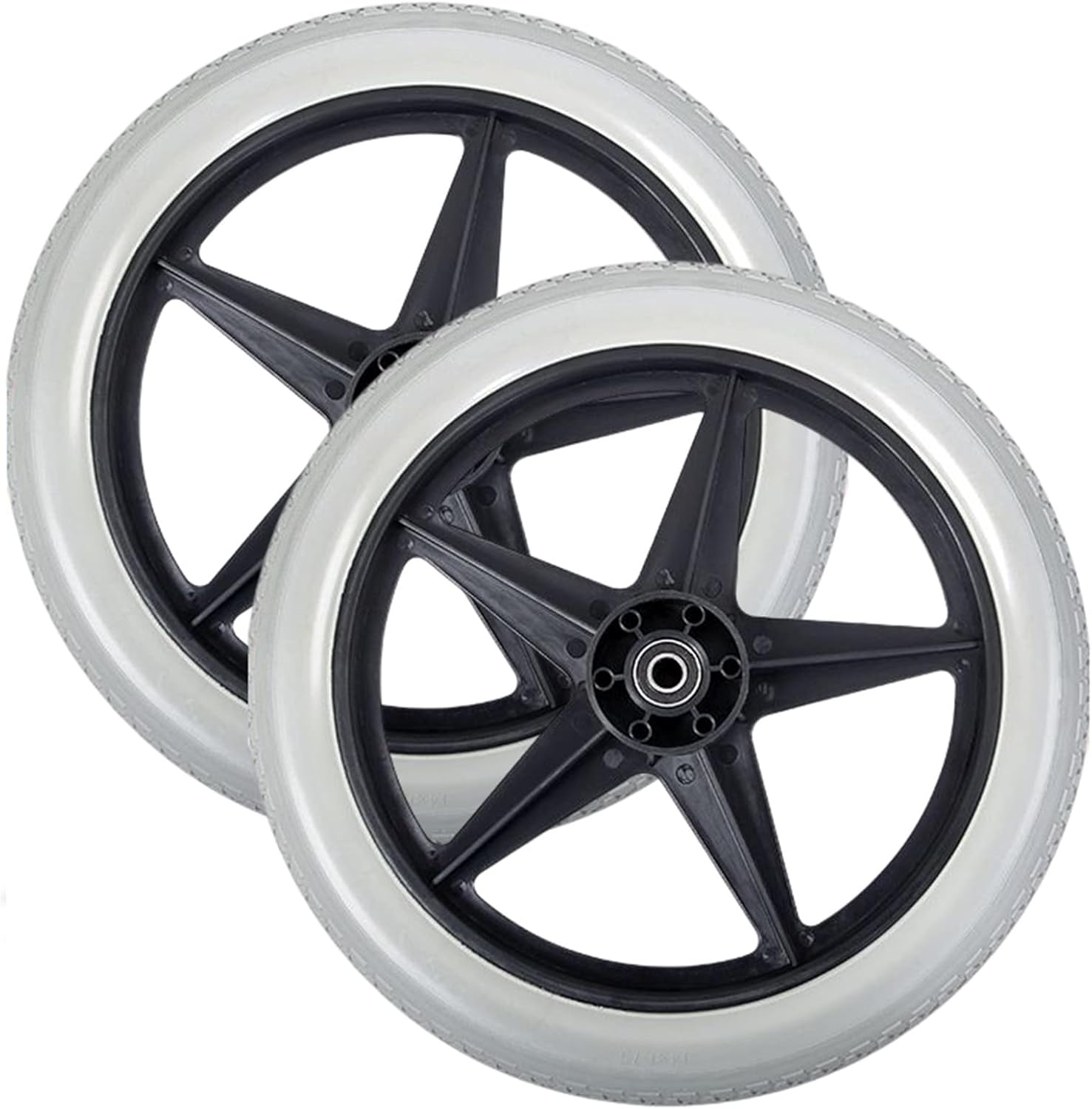 HEBEHO Piezas de repuesto de ruedas traseras de 14 x 1.75 pulgadas para silla de ruedas, conjunto de ruedas sólidas de poliuretano de 14 pulgadas