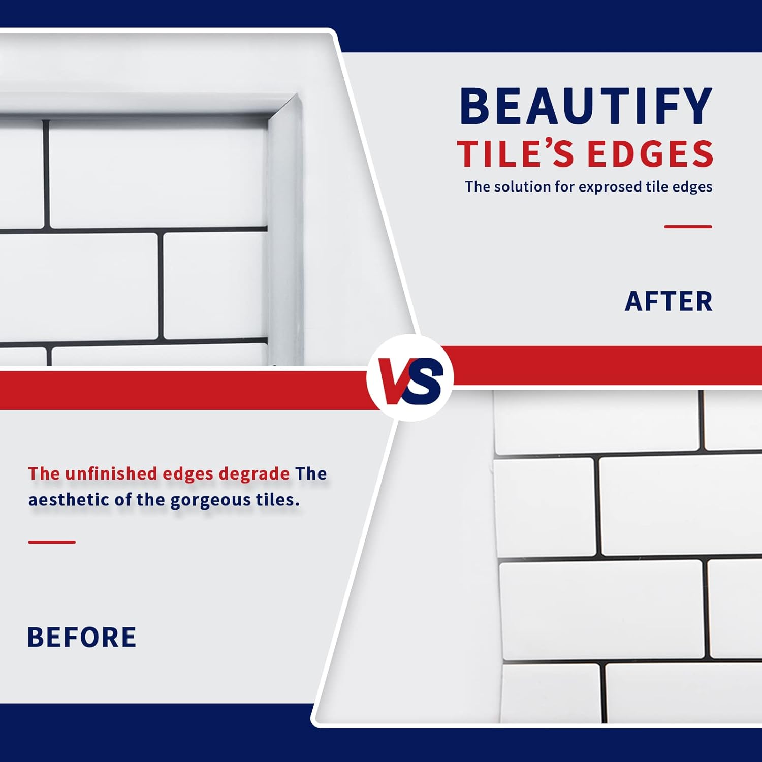 Art3dwallpanels Recorte autoadhesivo para despegar y pegar de 10 pies para borde de azulejos en muro, recorte autoadhesivo para decoración de