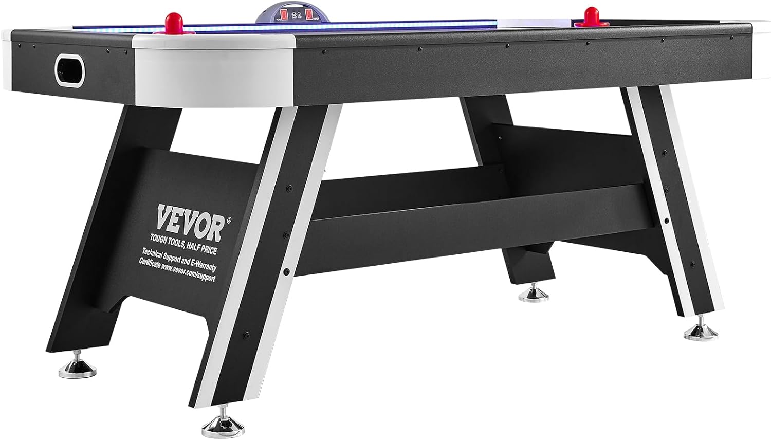 VEVOR Mesa de hockey de aire, mesa de hockey interior de 72 pulgadas para niños y adultos, juego de hockey deportivo LED con 2 discos, 2 empujadores