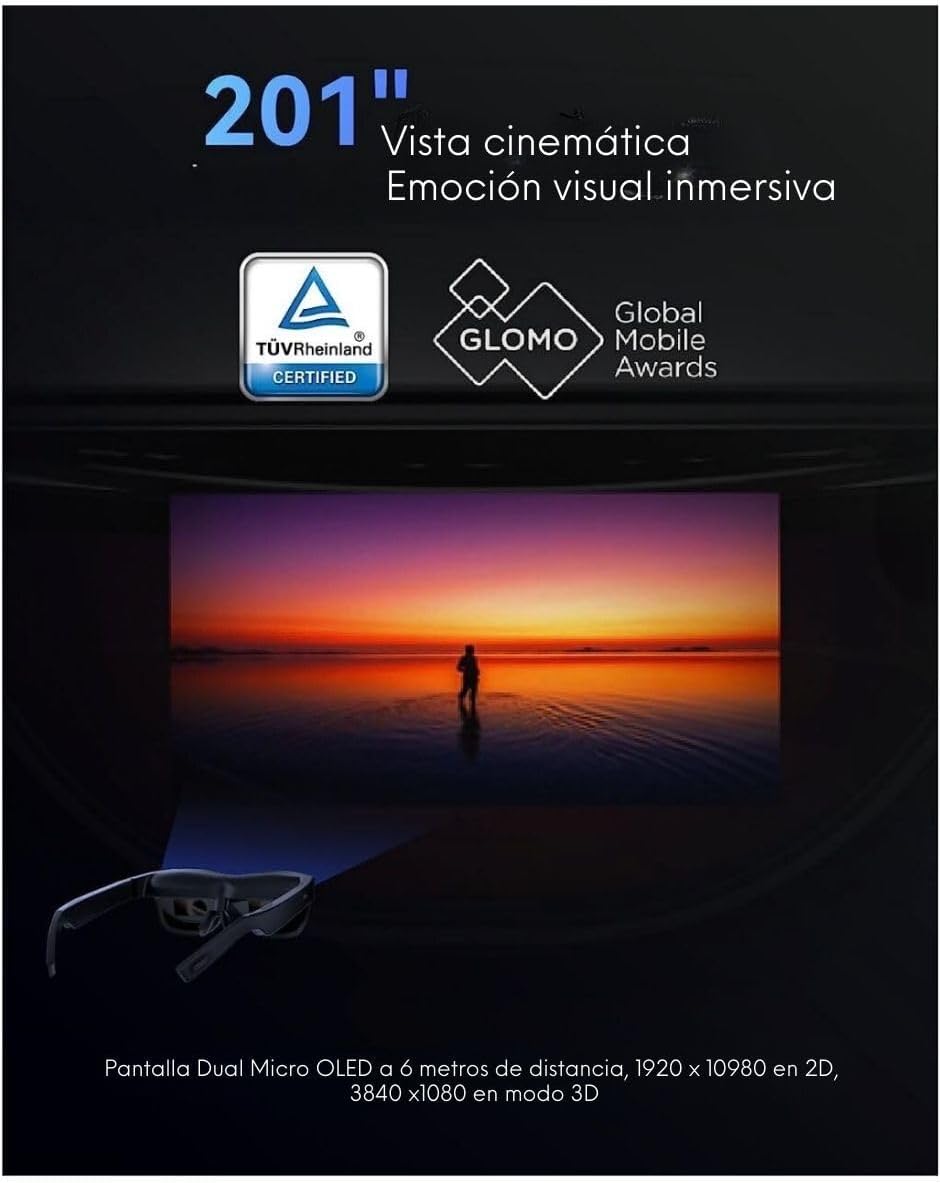 TCL NXTWEAR S con micro OLED de 201 pulgadas, gafas RayNeo XR  Gafas de visualización de video 1080P, sonido estéreo dinámico, película 3D, trabajo