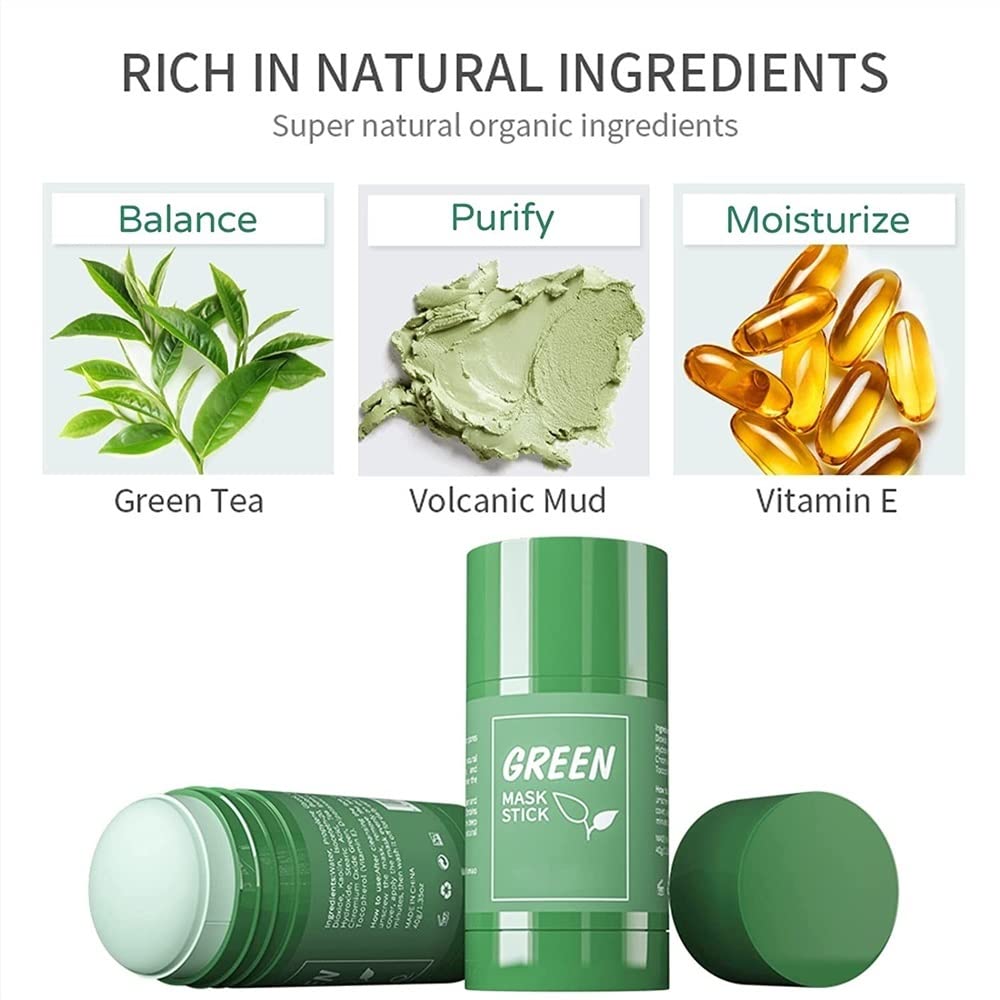 Máscara de té verde, máscara removedor de puntos negros, máscara de arcilla purificadora de té verde, hidratante y control de aceite, limpiador