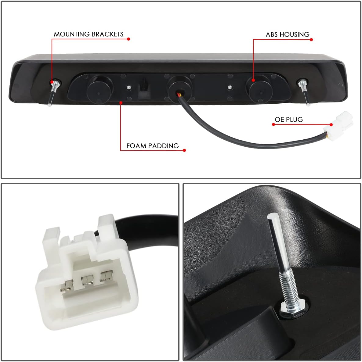 3BL-ZTL-009-CH Lente CLear LED 3D LED de 2 etapas secuencial tercera luz de freno compatible con Tundra 2007-2020