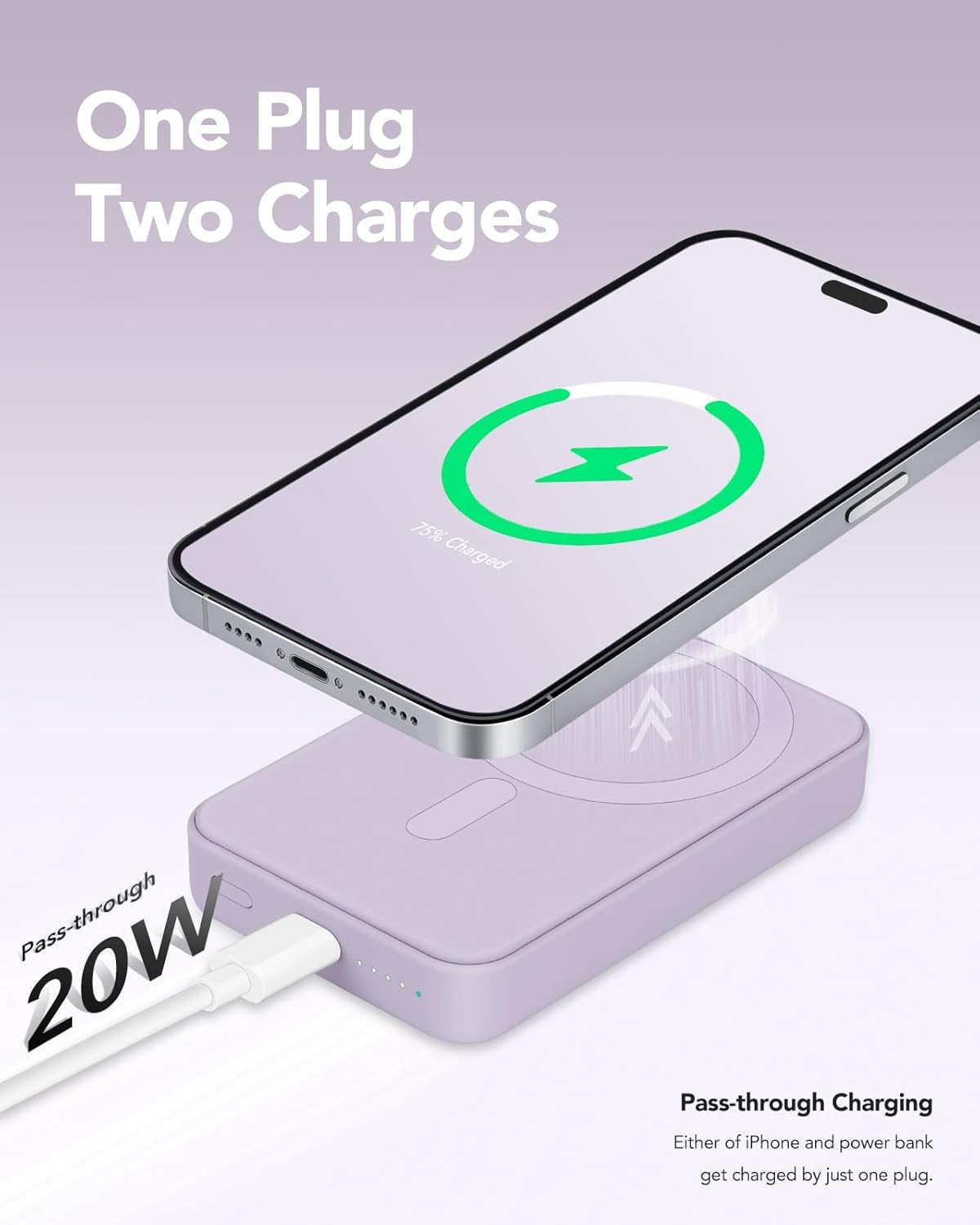 Snap Power Bank, batería MagSafe de 10000 mAh 20 W compatible con un soporte plegable, carga rápida y banco de energía magnético portátil,
