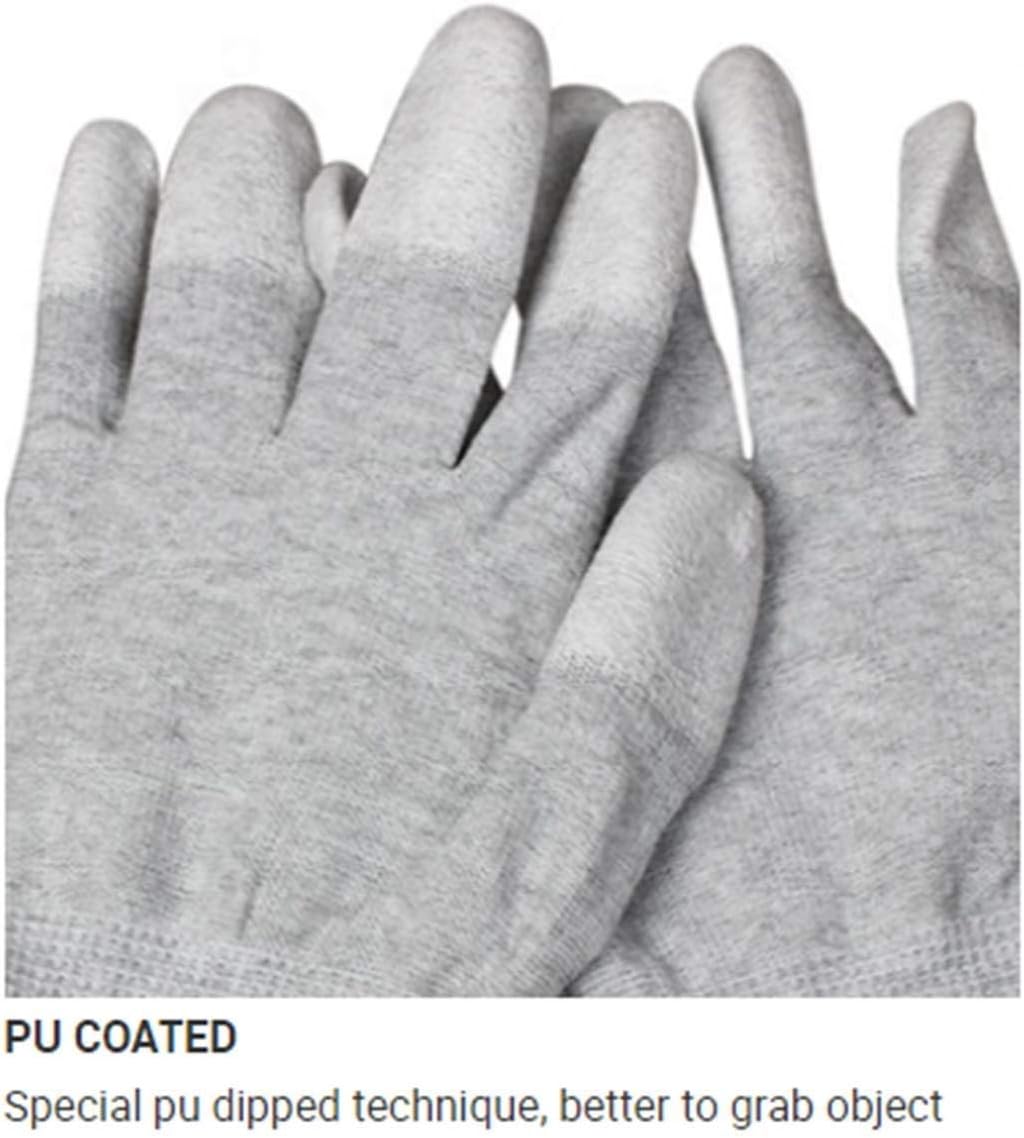 VIPER – 10 pares de guantes antiestáticos, recubiertos de fibra de carbono gris, 13G ESD guantes de trabajo de seguridad