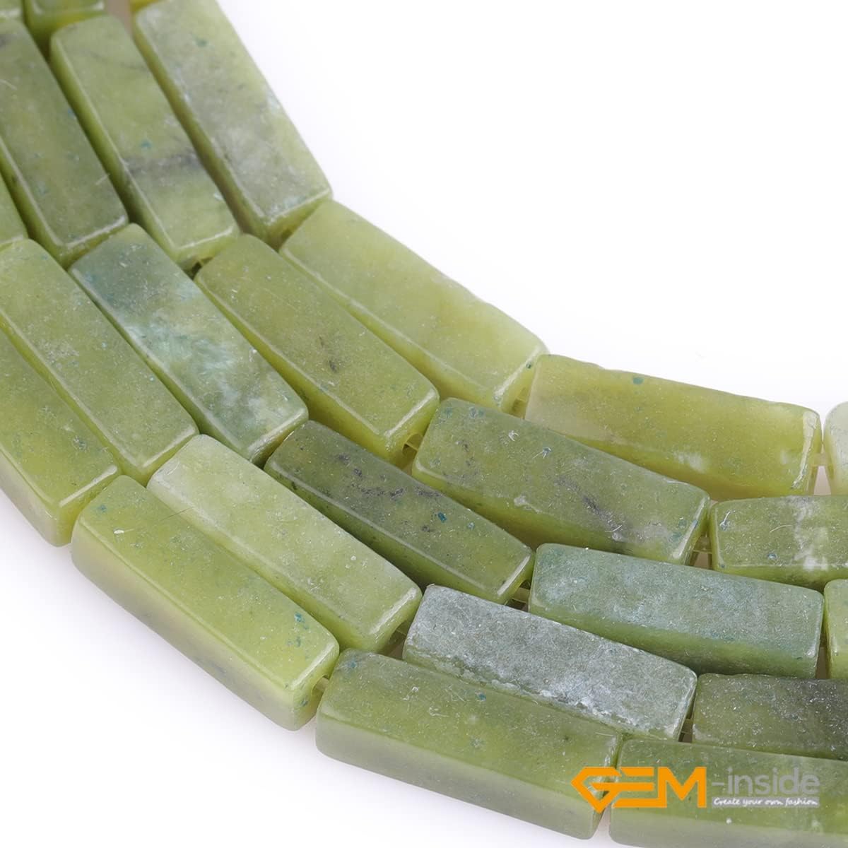 GEM-Inside – Tubo cuadrado rectangular de jade de nefrita verde natural de 0.157 x 0.512 in, cubo de columna cuboide, cuentas de piedra de chakras