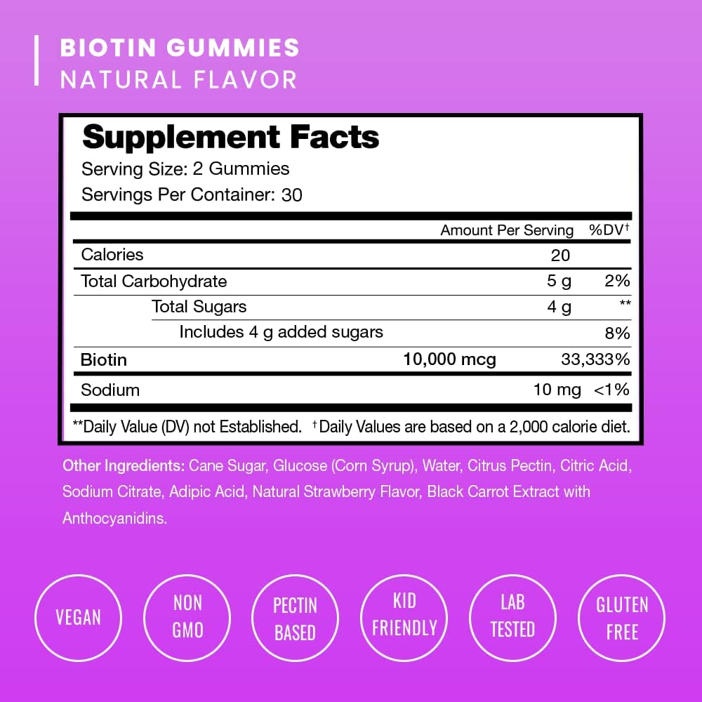 NutraChamps Gomitas de biotina (paquete de 2) y cápsulas de vitamina C (paquete de 2) paquete de 4 unidades