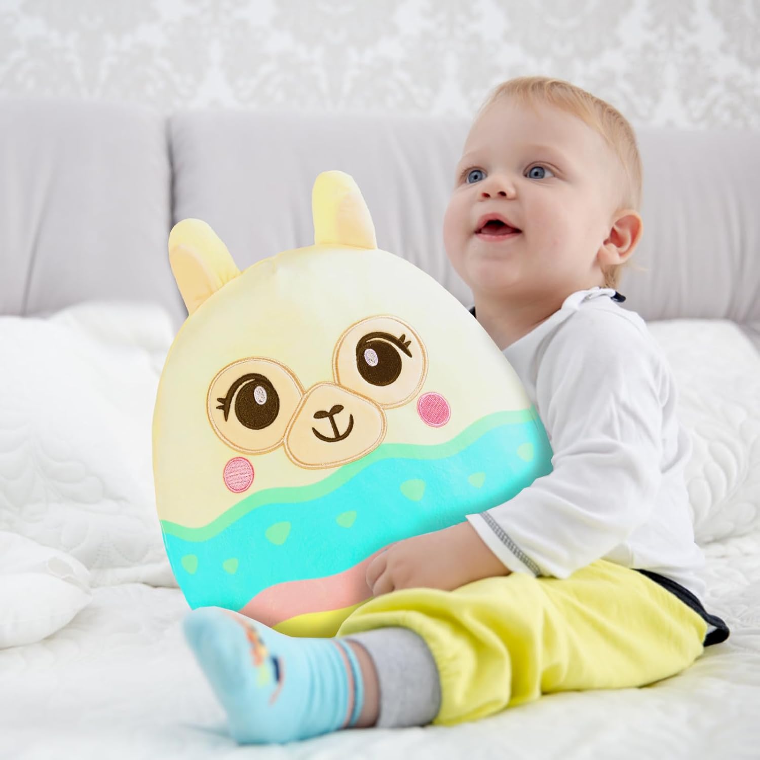 CHDBLOCK Peluche de alpaca, almohada de felpa de alpaca de 12 pulgadas, felpa ultrasuave, juego de almohada de peluche suave Kawaii para niños y