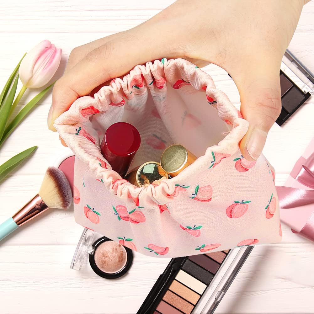 Mini bolsa de maquillaje, 2 bolsas de cosméticos de bolsillo, bolsa de maquillaje floral impresa impermeable, bolsa de maquillaje pequeña para
