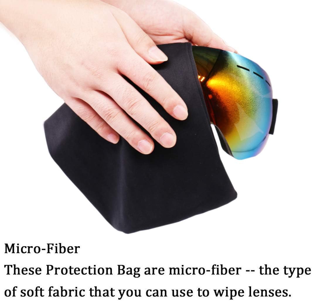Seaponer Bolsa protectora para gafas de esquí, bolsas de protección para gafas de nieve, máscara de esquí, funda protectora de microfibra suave, 4