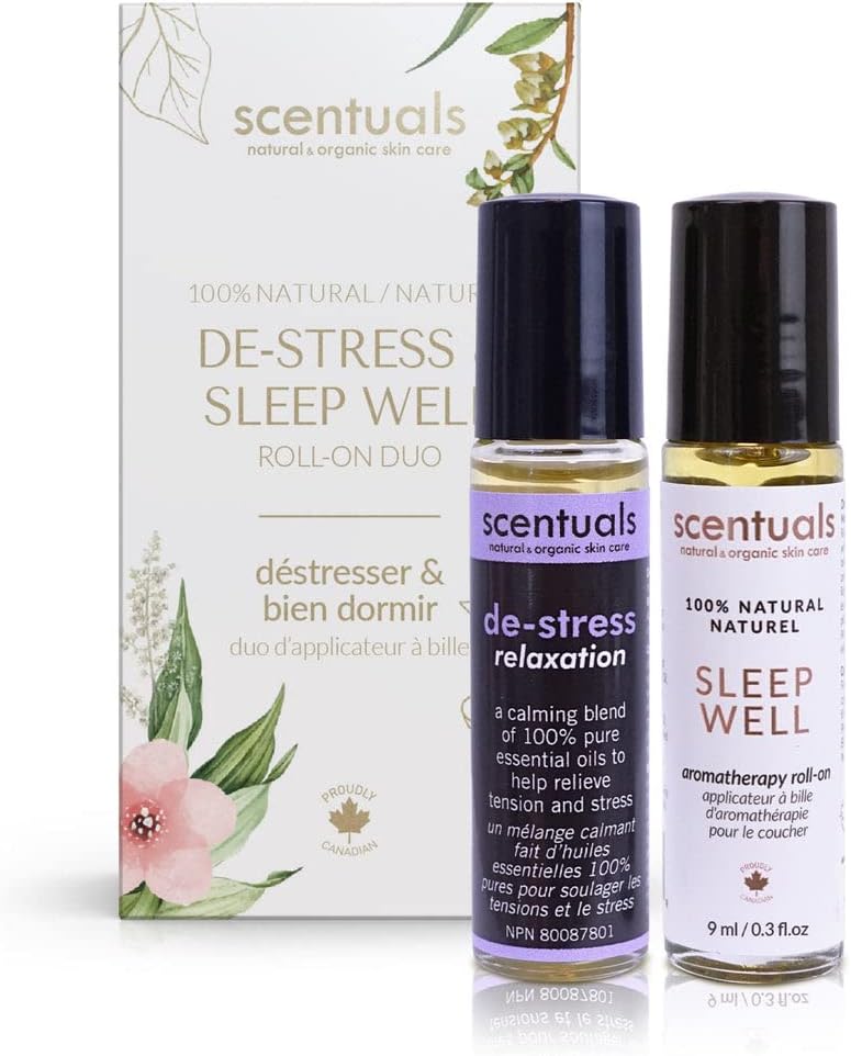 Juego de 2 rollos de mezcla de aceites esenciales, 100% puro y natural, ayuda a inducir la relajación y la calma, aromaterapia para hombres y