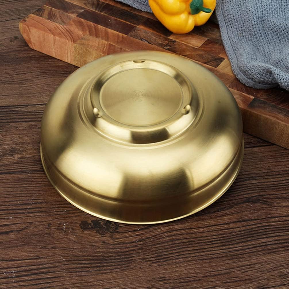 Hemoton Cuenco de acero inoxidable coreano Bibimbap Tazón de arroz de metal Tazón de cereales Tazón de servir para sopa Arroz Helado Bocadillos