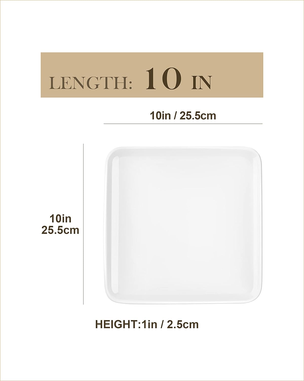 MALACASA Platos llanos de 10 pulgadas, platos llanos de color blanco marfil, juego de 4 platos cuadrados, platos de porcelana para cocina, banquete,