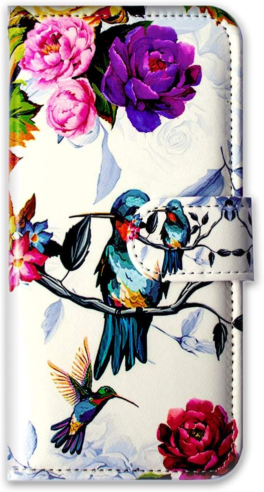 Funda para Moto E 2020Motorola E, colibrí en flores de cuero con tarjetero y soporte para ranura para tarjetas para Motorola Moto E 2020