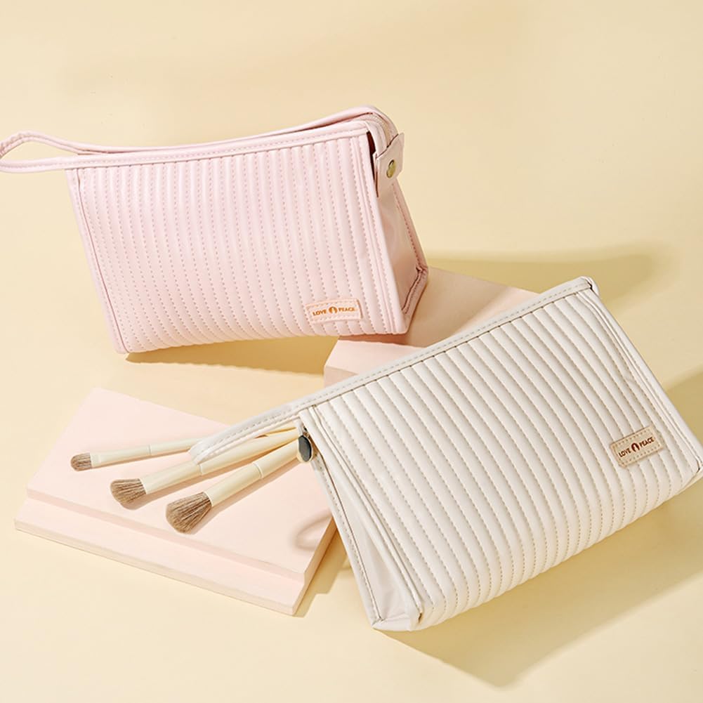 FUMAFI Bolsa de maquillaje perezosa, organizador de cosméticos de, Beige, Simplicidad