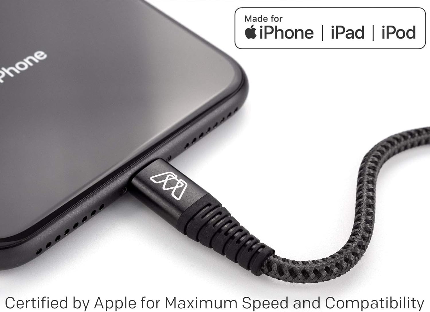 Sewell MOS Strike USB-C to Lightning Fast Charge Cable for iPhone 6 ft. Supports USB-C Power Delivery iPhone 11, 11 Pro, X, XS, 8, Max, Gray