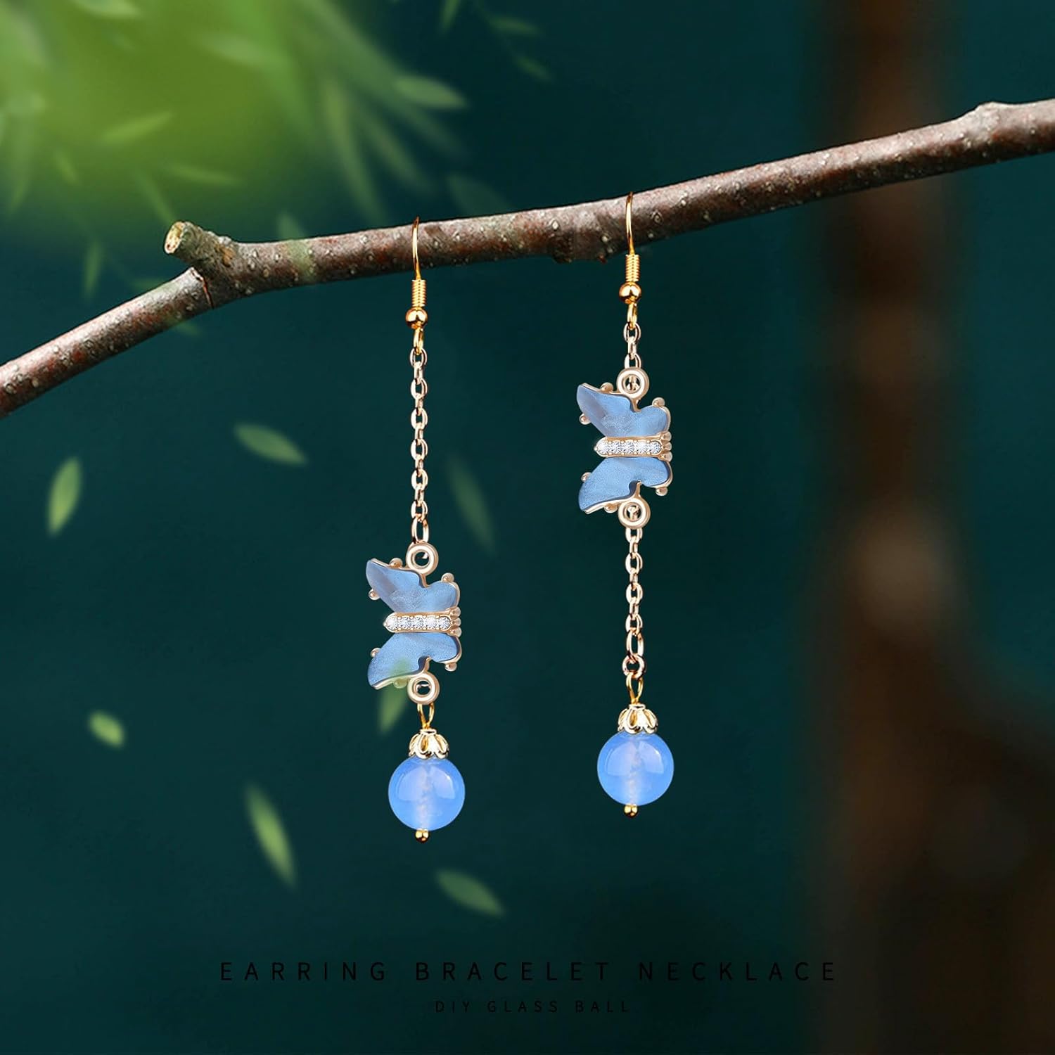 20 piezas de 10 colores acrílicos de eslabones de mariposa con incrustaciones de aleación de diamantes de imitación de cristal, dijes de mariposa