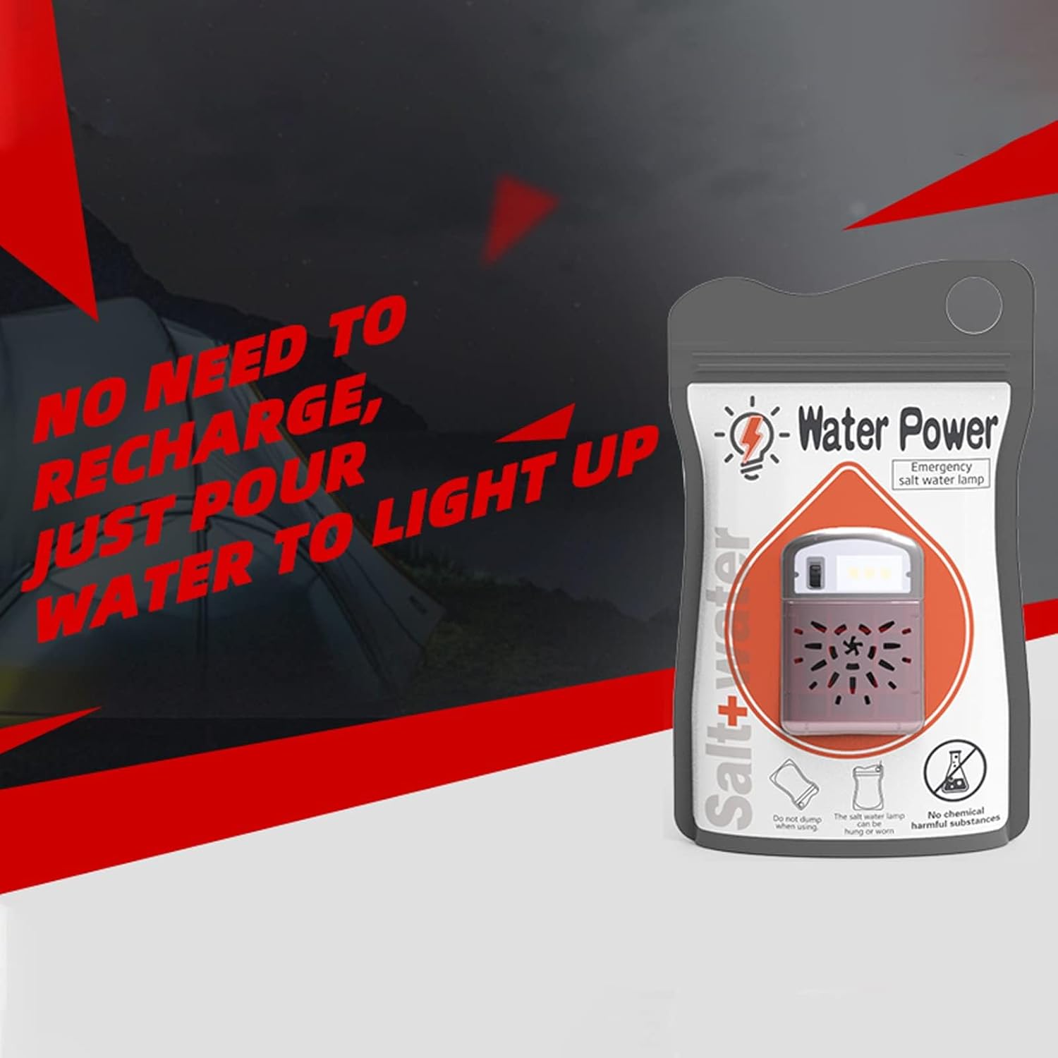 weilaike Salt Water Lamp, 3 LED Lamp,Outdoor Lights, No Battery Emergency Lamp, Suitable for Outdoor Activities, Night Fishing, Camping, Sustainable