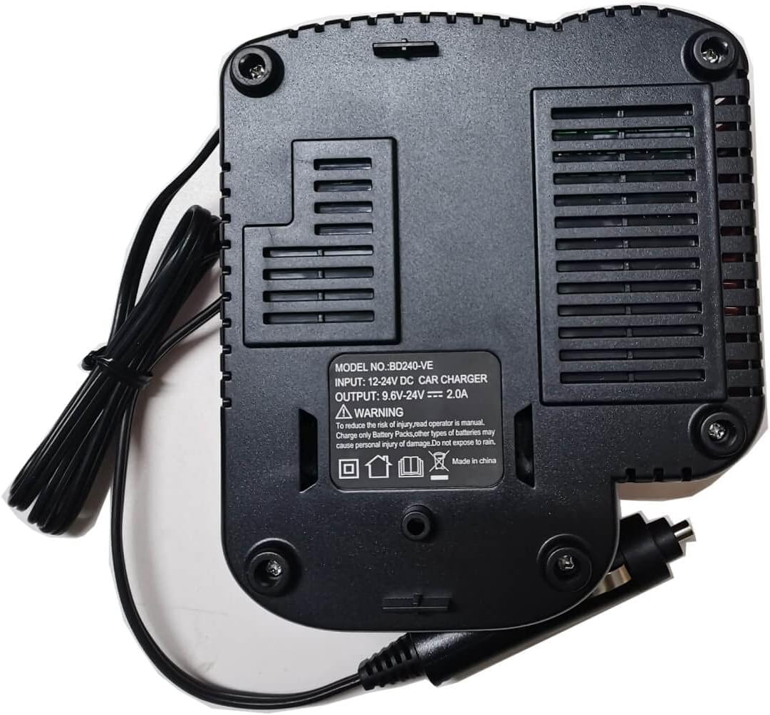 EAGLEWING Cargador de batería de coche, cargador de vehículo para Black and Decker 9.6V 12V 14.4V 18V 24V batería NiCD y NiMh Firestorm paquetes de